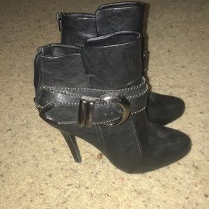 Black Buckle Heeled Boots